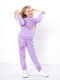 Фіолетовий принтований костюм із двонитки: світшот та джогери | 6821936 | фото 3