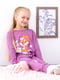 Бавовняна фіолетова піжама з принтом: лонгслів та штани | 6822096 | фото 2