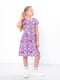 Фіолетова сукня в принт з коротким рукавом | 6822269 | фото 2