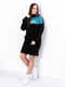 Чорно-бірюзова сукня-светр з коміром-стійкою | 6822279 | фото 3