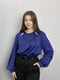 Блуза дизайнерська синя однотонна | 6822624 | фото 2