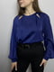Блуза дизайнерська синя однотонна | 6822624 | фото 6
