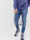 Зауженные синие джинсы из стираного денима | 6528135 | фото 2