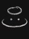 Набор "Lady": круглое ожерелье (11,5+5,5+4,5 см), браслет на руку (диаметр  6 см) и серьги со стразами серебристого цвета (диаметр 0,7 см) | 6826259