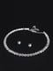 Набір "Lady": кругле намисто (11,5+5,5+4,5 см), браслет на руку (діаметр 6 см) та сережки зі стразами сріблястого кольору (діаметр 0,7 см) | 6826259 | фото 2