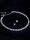 Набір "Lady": кругле намисто (11,5+5,5+4,5 см), браслет на руку (діаметр 6 см) та сережки зі стразами сріблястого кольору (діаметр 0,7 см) | 6826259 | фото 3