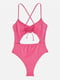 Рожевий суцільний купальник Ruched Shine з вирізом | 6825809 | фото 3