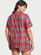 Червона фланелева піжама в клітинку: сорочка і шорти | 6825833 | фото 2