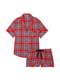 Червона фланелева піжама в клітинку: сорочка і шорти | 6825833 | фото 3