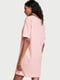 Бавовняна рожева нічна сорочка з фірмовим написом | 6825874 | фото 2