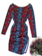Сукня-футляр синя з червоним в зміїний принт | 6826611 | фото 4
