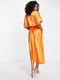 Сукня міді атласна однотонна помаранчевого кольору | 6826614 | фото 3