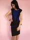 Сукня-футляр чорно-синя з баскою без рукавів | 6826660 | фото 2