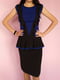 Сукня-футляр чорно-синя з баскою без рукавів  | 6826660 | фото 3