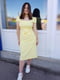 Жовта ошатна сукня-футляр з бантом спереду | 6826681 | фото 3