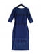 Коктейльна темно-синя сукня-футляр з гіпюром | 6826690 | фото 4