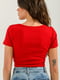 Червона укорочена футболка з глибоким вирізом | 6826726 | фото 4