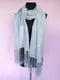Сірий шарф  в смужку з бахромою і бісером (180х54 см) | 6826815 | фото 5