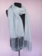 Сірий шарф  в смужку з бахромою і бісером (180х54 см) | 6826815 | фото 6