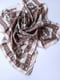 Бежевий атласний платок на шию у візерунок (68х68 см) | 6827019 | фото 2