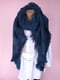 Асиметричний синій шарф-палантин з бахромою (232х52 см) | 6827076 | фото 5