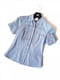 Блуза сіро-блакитна в смужку на гудзиках | 6827313 | фото 3