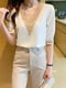 Блуза біла з мереживним декольте | 6827326 | фото 5