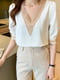 Блуза біла з мереживним декольте | 6827326 | фото 6