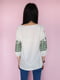 Біло-зелена блуза з малюнком-орнаментом | 6827372 | фото 5