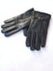 Шкіряні чорні рукавички на флісі з пряжкою | 6827497 | фото 2