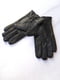 Шкіряні чорні рукавички на флісі з пряжкою | 6827497 | фото 5