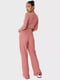 Рожевий костюм в рубчик: укорочена кофта та штани | 6699892 | фото 2