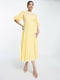Жовта сукня А-силуету з спідницею-пілссе | 6707184 | фото 2