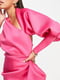 Рожева вечірня сукня з рукавом на один бік та глибоким розрізом | 6707205 | фото 3