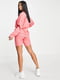 Трикотажний рожевий костюм: світшот та шорти | 6707207 | фото 3