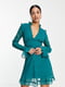 Сукня А-силуету бірюзового кольору з прозорими вставками | 6723630