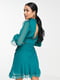 Сукня А-силуету бірюзового кольору з прозорими вставками | 6723630 | фото 3