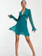 Сукня А-силуету бірюзового кольору з прозорими вставками | 6723630 | фото 4