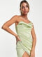 Сукня в білизняному стилі кольору хакі з вузькими бретелями | 6724768 | фото 3