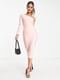 Рожева сукня-футляр з рукавом на  один бік | 6724794 | фото 2