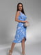 Блакитна сукня на запах з принтом | 6828971 | фото 2