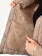 Стьобана бежева куртка-сорочка з хутряним коміром | 6827998 | фото 4