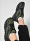 Кросівки чорно-зеленого кольору на шнурівці  | 6828291 | фото 2