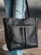 Шкіряна чорна сумка-шопер з 2 ручками | 6829114 | фото 6