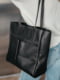 Шкіряна чорна сумка-шопер з 2 ручками | 6829114 | фото 7