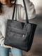 Шкіряна чорна сумка-шопер з 2 ручками | 6829114 | фото 8