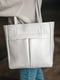 Шкіряна біла сумка-шопер з 2 ручками | 6829115 | фото 8
