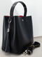Шкіряна чорна сумка-шопер з китицею і червоною підкладкою | 6829149 | фото 3