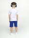 Костюм: біла футболка з принтом та сині шорти | 6744223 | фото 10