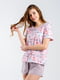 Піжама рожева в принт: футболка та шорти | 6802720 | фото 10